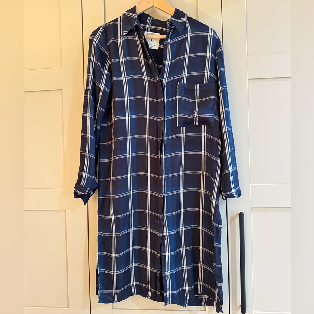 Zara Navy Checkered Shirt Tunic